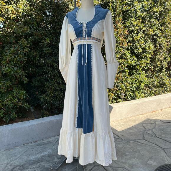 Jessica McClintock for Gunne Sax Dresses & Skirts - Vintage Gunne Sax By Jessica Cotton Velvet Prairie Renaissance Dress